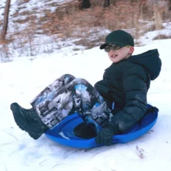 GoSports 29 Inch Heavy-Duty Winter Snow Saucer With Padded Seat And Tow Strap