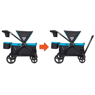 Baby Trend Expedition 2 In 1 Push Or Pull Stroller Wagon Plus With Canopy, Choose Between Car Seat Adapter Or Built In Seating For 2 Children, Blue 2 Baby Trend Expedition 2 In 1 Push Or Pull Stroller Wagon Plus With Canopy, Choose Between Car Seat Adapter Or Built In Seating For 2 Children, Blue - Image 2