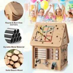 Costway Wooden Busy House Montessori Toy With Sensory Games & Interior Storage Space -LITTLE TIKES Shop GUEST cb26035c 6e38 4c57 b0c1 a10014f75e2b