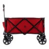Camco Woods Outdoor Collapsible Folding Garden Utility Wagon Cart With 225 Pound Capacity, 7 Cubic Feet Of Storage For Camping, Beach, & Park, Red