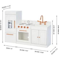 Teamson Kids Paris Wooden Play Kitchen Pretend Cooking Playset, White
