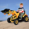 Costway 12V Battery Powered Kids Ride On Excavator Truck W/ Front Loader Digger Yellow