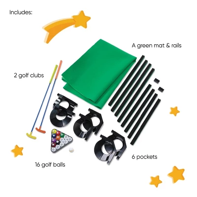 HearthSong - Golf Pool Indoor Family Game-Includes Two Golf Clubs, 16 Balls, Green Mat, And Rails For Kids 4 HearthSong - Golf Pool Indoor Family Game-Includes Two Golf Clubs, 16 Balls, Green Mat, And Rails For Kids - Image 4