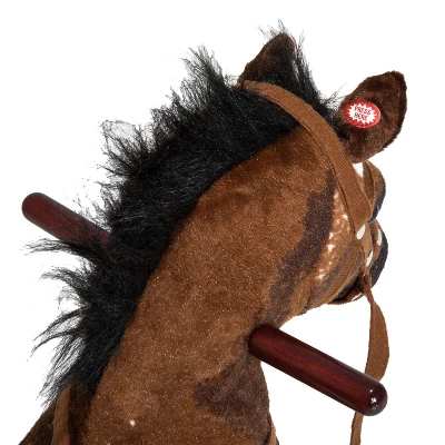 Qaba Kids Metal Plush Ride-On Rocking Horse Chair Toy With Realistic Sounds - Dark Brown/White 6 Qaba Kids Metal Plush Ride-On Rocking Horse Chair Toy With Realistic Sounds - Dark Brown/White - Image 6