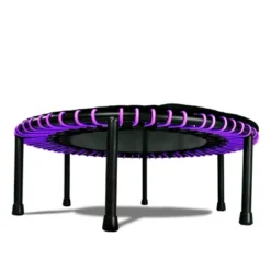LEAPS & REBOUNDS 40" Round Mini Fitness Trampoline & Rebounder Indoor Home Gym Exercise Equipment Low Impact Workout For Adults, Purple
