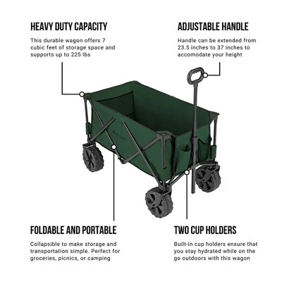 Camco Woods Outdoor Collapsible Folding Garden Utility Wagon Cart W/ 225 Pound Capacity, 7 Cubic Feet Of Storage For Camping, Beach, & Park, Green 2 Camco Woods Outdoor Collapsible Folding Garden Utility Wagon Cart W/ 225 Pound Capacity, 7 Cubic Feet Of Storage For Camping, Beach, & Park, Green - Image 2