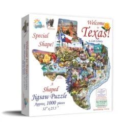 Sunsout Welcome To Texas 1000 Pc Special Shape Jigsaw Puzzle 95373