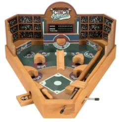 Toy Time Kids' Miniature Wooden Retro Tabletop Baseball Pinball Skill Game