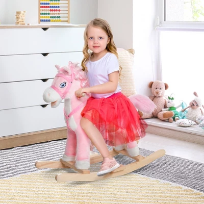 Qaba Kids Ride On Rocking Horse Toddler Plush Toy With Realistic Sounds And Swinging Tail For 3 Years Old Children 2 Qaba Kids Ride On Rocking Horse Toddler Plush Toy With Realistic Sounds And Swinging Tail For 3 Years Old Children - Image 2