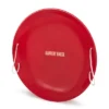 Slippery Racer ProDisc 26 Inch Heavy Duty Aluminum Iron Alloy Metal Kids Winter Saucer Snow Sled With Dual Riveted Soft Grip Rope Handles, Red