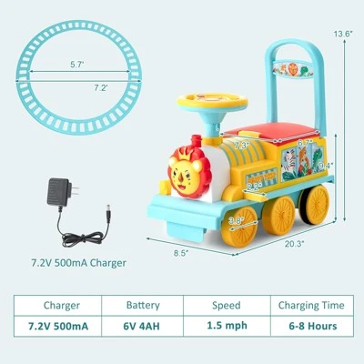 Costway 6V Electric Kids Ride On Train Motorized Train Toy W/ Track & 6 Wheels 5 Costway 6V Electric Kids Ride On Train Motorized Train Toy W/ Track & 6 Wheels - Image 5