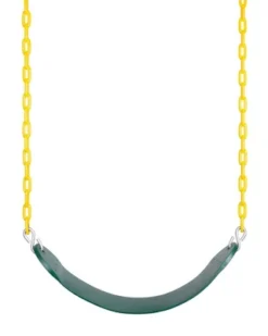 New Bounce Swing Seat - Swing Set Accessories For Outdoor, Heavy Duty Rust-Proof Chain Coated In Thick Plastic For Safety And Comfort - Green