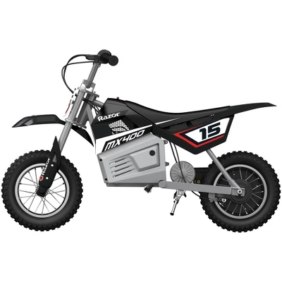Razor MX400 Dirt Rocket Kids Ride On 24V Electric Toy Motocross Motorcycle Dirt Bike, Speed 14 MPH, For Kids Ages 13+ Or 140 Pounds Max Weight, Black 1 Razor MX400 Dirt Rocket Kids Ride On 24V Electric Toy Motocross Motorcycle Dirt Bike, Speed 14 MPH, For Kids Ages 13+ Or 140 Pounds Max Weight, Black