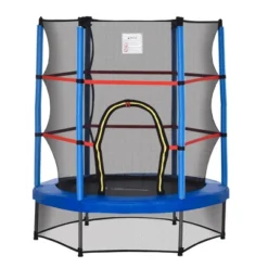 Outsunny Φ5FT Kids Trampoline With Enclosure Net Steel Frame Indoor Outdoor Round Bouncer Rebounder Age 3 To 6 Years Old -LITTLE TIKES Shop GUEST de11aed4 51a9 464b 99ba 401169628b16
