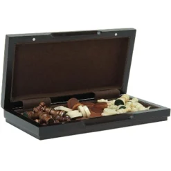 WE Games Magnetic Folding Chess & Checkers Set - Walnut Wood Finish - 8 Inch For Travel