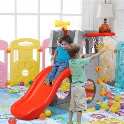 Children Climber Slide Set W/ Basketball Hoop And Telescope Toy Indoor & Outdoor 2 Children Climber Slide Set W/ Basketball Hoop And Telescope Toy Indoor & Outdoor - Image 2