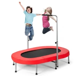 Costway Foldable Trampoline Double Mini Kids Fitness Rebounder W/ Adjustable Handle RedBlue -LITTLE TIKES Shop GUEST e4c27727 a899 4edd 8172 9fe75214f3b3
