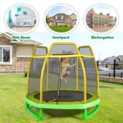 Costway 7 FT Kids Trampoline W/Safety Enclosure Net Spring Pad Indoor Outdoor Heavy Duty YellowBlue -LITTLE TIKES Shop GUEST e4e33fb0 e6e1 4ce4 a92f ae6158e0e1fa