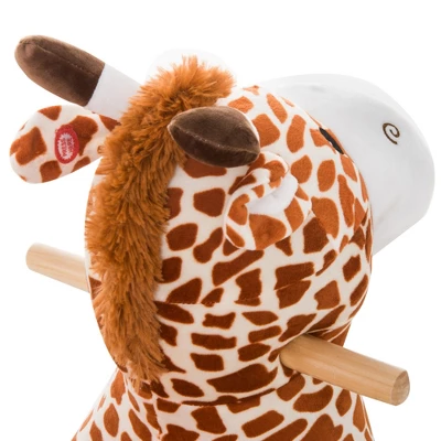 Qaba Kids Plush Rocking Horse Giraffe Style Themed Ride-On Chair Toy With Sound Brown 4 Qaba Kids Plush Rocking Horse Giraffe Style Themed Ride-On Chair Toy With Sound Brown - Image 4