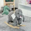 Qaba Kids Ride-On Rocking Horse Toy Mammoth Style Rocker With Fun Music & Soft Plush Fabric For Children 18-36 Months