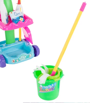 Toy Time Kids' Pretend Cleaning Set – Play Housekeeping And Janitor Accessories Cart With Broom, Mop, And Dustpan 3 Toy Time Kids' Pretend Cleaning Set – Play Housekeeping And Janitor Accessories Cart With Broom, Mop, And Dustpan - Image 3