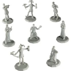 Monster Townsfolk Mini Fantasy Figures - 8pc Paintable Entertainer Non Player Character NPC Miniatures - 1"