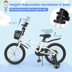 Costway 18'' Kid's Bike With Removable Training Wheels & Basket For 4-8 Years Old White/Blue/Red/Skyblue -LITTLE TIKES Shop GUEST e8505316 6efd 4a66 b468 325182abd954