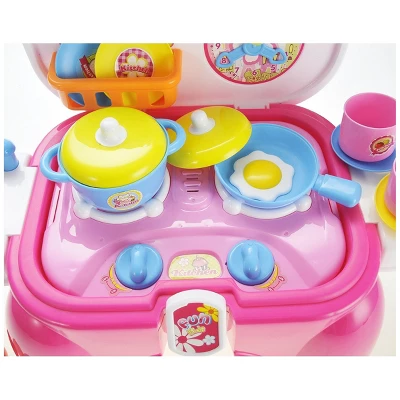 Insten 21 Piece Portable Kids Kitchen Cooking Set Toy With Lights And Sounds, Folds Into Stepstool, 13 X 8 In 5 Insten 21 Piece Portable Kids Kitchen Cooking Set Toy With Lights And Sounds, Folds Into Stepstool, 13 X 8 In - Image 5