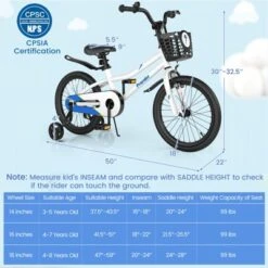 Costway 18'' Kid's Bike With Removable Training Wheels & Basket For 4-8 Years Old White/Blue/Red/Skyblue -LITTLE TIKES Shop GUEST eb0debdd ab5c 4010 81f5 9cb42811cbbb
