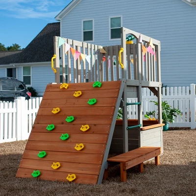 Funphix Lookout Post Outdoor Wooden Playhouse, Buildable Kids Backyard Playset With Climbing Ramp 2 Funphix Lookout Post Outdoor Wooden Playhouse, Buildable Kids Backyard Playset With Climbing Ramp - Image 2