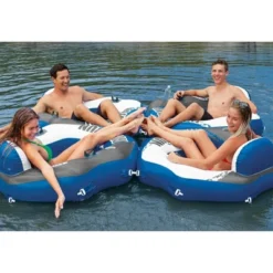Intex River Run Single Person Inflatable Connecting Floating Lounge Tube Backrest Chair With Built-In Cupholders And Mesh Bottom, Blue -LITTLE TIKES Shop GUEST ebf405e9 9faa 4b6c 93f5 40ea79a6583f