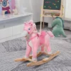 Qaba Kids Ride On Rocking Horse Toddler Plush Toy With Realistic Sounds And Swinging Tail For 3 Years Old Children