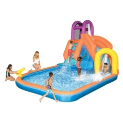 Magic Time International Mega Tornado Twist Inflatable Kids Water Park W/ Slide And COMFY FLOATS 91613VM Inflatable Striped Hammock Pool Float, Teal -LITTLE TIKES Shop GUEST ecb33446 a63a 4933 bbb2 9efe1712801e