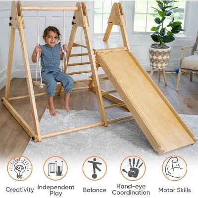 Avenlur Juniper - Real Wood 5-in-1 Folding Playset With Climber, Swing And Slide 5 Avenlur Juniper - Real Wood 5-in-1 Folding Playset With Climber, Swing And Slide - Image 5