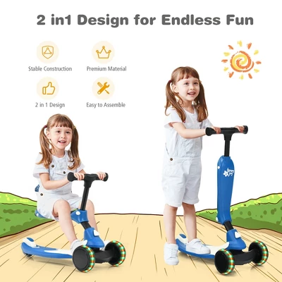 Honeyjoy Portable 3 Wheel Kids Scooter With Gravity Steering System PurpleBlueGreen 4 Honeyjoy Portable 3 Wheel Kids Scooter With Gravity Steering System PurpleBlueGreen - Image 4