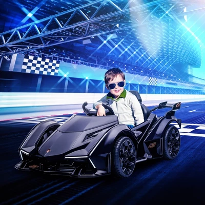 Aosom Kids Ride On Sports Car, 12V Battery Powered Electric Toy, W/ Parent Remote Control, Bluetooth, Horn, Music & LED Headlights Taillights, For 3-6 Years Old, Black 2 Aosom Kids Ride On Sports Car, 12V Battery Powered Electric Toy, W/ Parent Remote Control, Bluetooth, Horn, Music & LED Headlights Taillights, For 3-6 Years Old, Black - Image 2