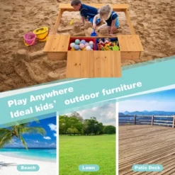 Costway Kids Wooden Sandbox W/ Bench Seats & Storage Boxes Children Outdoor Playset -LITTLE TIKES Shop GUEST f03adcd1 dff9 4633 bff4 80d012b3926f