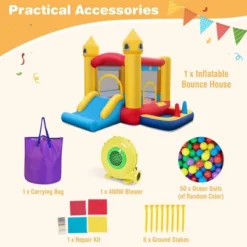 Costway Kids Bouncy Castle With Slide & Ball Pit Pool Ocean Balls & 480W Blower Included -LITTLE TIKES Shop GUEST f046c8c5 f41c 476b 917e 8f0b8683cf01
