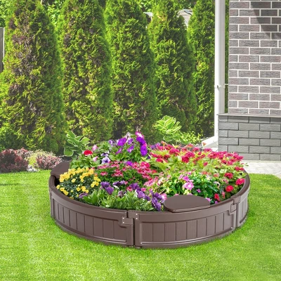 Costway 4F Wooden Sandbox W/Built-in Corner Seat, Cover, Bottom Liner For Outdoor Play 2 Costway 4F Wooden Sandbox W/Built-in Corner Seat, Cover, Bottom Liner For Outdoor Play - Image 2