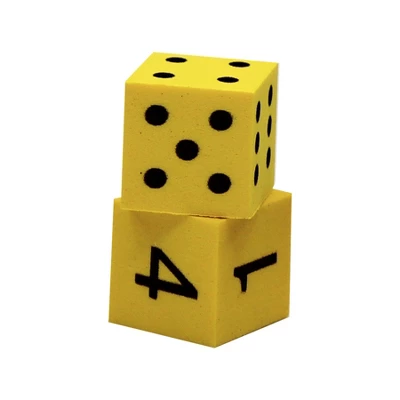 Koplow Games Foam Spot & Number Dice, Yellow, 16mm, Tub Of 200 1 Koplow Games Foam Spot & Number Dice, Yellow, 16mm, Tub Of 200