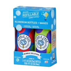 Bubble Tree Aluminum Bottles & Wands Bubble Solution - 4 Fl Oz Each