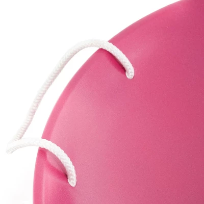 Slippery Racer ProDisc 26 In Heavy Duty Aluminum Iron Alloy Metal Kids Winter Saucer Snow Sled With Dual Riveted Soft Grip Rope Handles, Pink (3 Pack) 4 Slippery Racer ProDisc 26 In Heavy Duty Aluminum Iron Alloy Metal Kids Winter Saucer Snow Sled With Dual Riveted Soft Grip Rope Handles, Pink (3 Pack) - Image 4