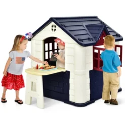 Costway Kid's Playhouse Games Cottage W/ 7 PCS Toy Set & Waterproof Cover -LITTLE TIKES Shop GUEST f5cb56ca 43c4 4f05 bb9f 54350f0681ae