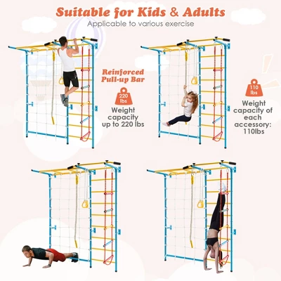 Costway 7 In 1 Kids Indoor Gym Playground Swedish Wall Ladder Children Home Climbing Gym 6 Costway 7 In 1 Kids Indoor Gym Playground Swedish Wall Ladder Children Home Climbing Gym - Image 6