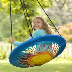 HearthSong 32-Inch FunShine Round Bungee Swing With Adjustable Seat For Kids