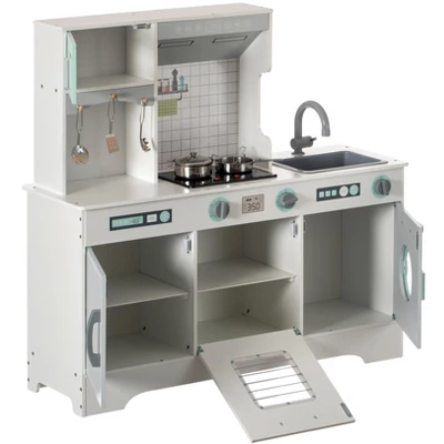 Gardenised Wooden Play Kitchen Toy, Light On Microwave, Cabinet, Washer, Sound Electronic Stove, Microwave And Sink Ages 3+ 3 Gardenised Wooden Play Kitchen Toy, Light On Microwave, Cabinet, Washer, Sound Electronic Stove, Microwave And Sink Ages 3+ - Image 3