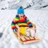 Costway Baby Kids Wooden Sled Solid Seat Toddler Boggan Outdoor Play Snow Toys