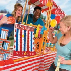 Fun Express Drop Disk Game - Wood Gamboard, Includes 6 Disks - Carnival And Party Game