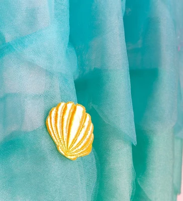 HearthSong Mermaid Blue Scalloped Gauze Canopy With LED Lights And Decorative Applique And Cute Shells And Starfish 14 HearthSong Mermaid Blue Scalloped Gauze Canopy With LED Lights And Decorative Applique And Cute Shells And Starfish - Image 14