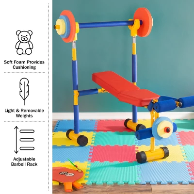 Toy Time Kids' Weight Bench Workout Equipment Set For Beginner Exercise, Weightlifting, And Power Lifting With Leg Press And Barbell 2 Toy Time Kids' Weight Bench Workout Equipment Set For Beginner Exercise, Weightlifting, And Power Lifting With Leg Press And Barbell - Image 2
